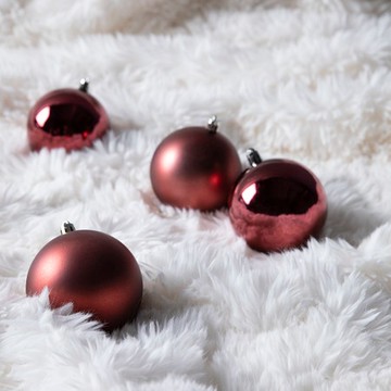 聖誕經典素色吊飾球四入組 紅色 8cm