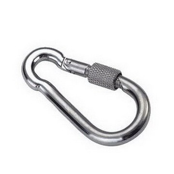 戶外裝備304不銹鋼登山扣葫蘆形帶鎖快掛連接扣不銹鋼螺母彈簧鉤