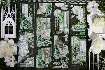 OKMT新七天流麻咕卡貼紙手帳古風山居造景膠帶 翠域江南 云巒疊翠