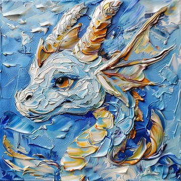 龍油畫神話動物原創兒童藝術龍牆藝術裝飾