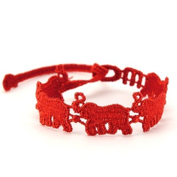 Missiu 法國蕾絲刺繡幸運手環- 活力歡欣大象