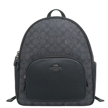 COACH 雙肩休閒後背包 防刮老花PVC塗層帆布拼接鵝卵石紋真皮 雙肩包 後背包 CZ176 黑色(現貨)▶指定Outlet商品5折起☆現貨【送禮首選★APP下單點數4倍送】