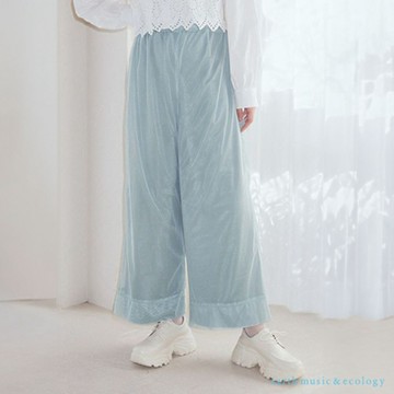 earth music 【SET ITEM】透明薄紗長褲+素面直筒長褲
