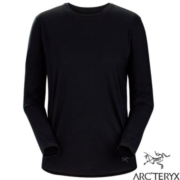 【ARCTERYX 始祖鳥】女 Lana 彈性長袖圓領防曬快乾排汗衣(美利奴羊毛混紡) 戶外運動T恤/28020 黑