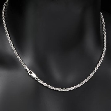 S925 silver rope chain 純銀鍍白金麻花鏈繩項鏈男女細鎖骨鏈INS
