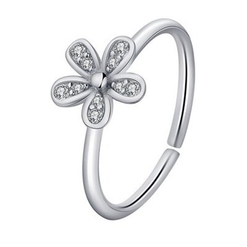 現貨+預購 925純銀戒指鋯石開口戒-花朵亮面微鑲生日情人節聖誕節禮物女飾品73qj23【獨家進口】【米蘭精品】