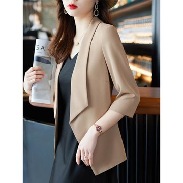 雪紡西裝外套女短款薄款夏季中袖2025年新款七分袖休閑西服套裝裙