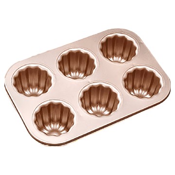 TRIARROW 三箭牌 金不沾6連可麗露烤模  25.6 x 18.5 x 5.6cm  1個