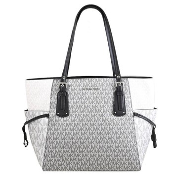 MICHAEL KORS VOYAGER 浮雕LOGO細閃撞色印花托特包.黑邊