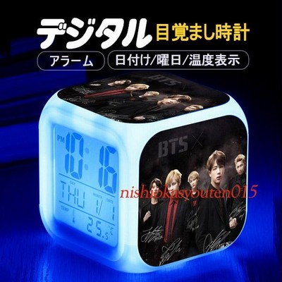 BTS 防弾少年団 目ざまし時計 大人気 キャラクターグッズ　アニメ　売れ筋 目ざまし時計 可愛い　光る　温度 プレゼント