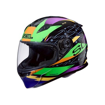 【SOL Helmets】SF-2M全罩式安全帽 (光芒_黑/綠) ｜ SOL安全帽官方商城｜ 雙 D 扣／排齒釦