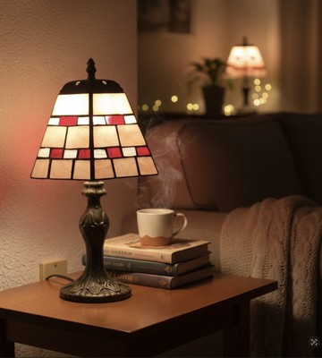 幾何情調 | 經典紅格復古鑲嵌玻璃檯燈