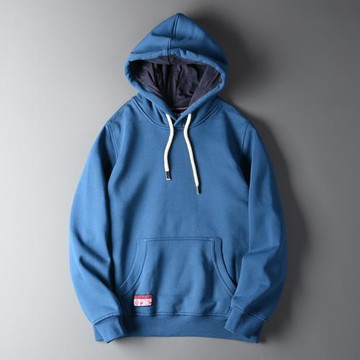 外貿尾單男裝歐美簡約男士復古水洗磨毛加絨連帽套頭衛衣帽衫外套