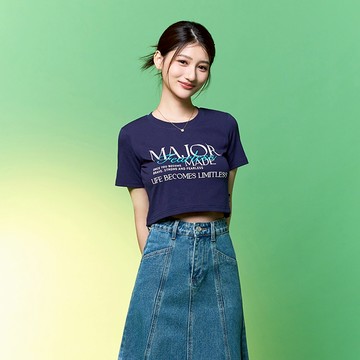 【MAJOR MADE】法式文字刺繡短版T