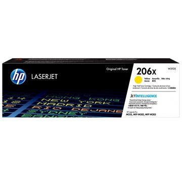 HP惠普 206X 原廠高印量碳粉匣 W2112X (適用於HP Color LaserJet Pro M255系列)  黃色  1個