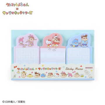 真愛日本 三麗鷗 蠟筆小新 聯名限定 藍 日本製 造型自黏便籤 便利貼 禮物 FT74