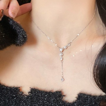 鈦鋼不掉色五角星鑲鑽流蘇項鍊 女款 個性高級感飾品 氣質百搭少女心頸鍊 超仙鎖骨鏈 百搭氣質毛衣鏈 ins風韓系配飾