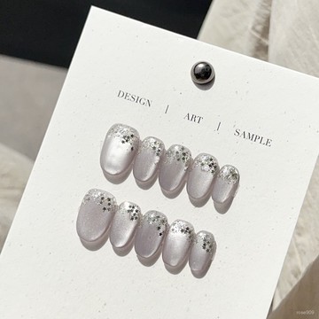 ✨Hannah✨純手工穿戴甲高級ins風小紅書爆閃貓眼星星日常顯白美甲一件精緻穿戴甲 JS97