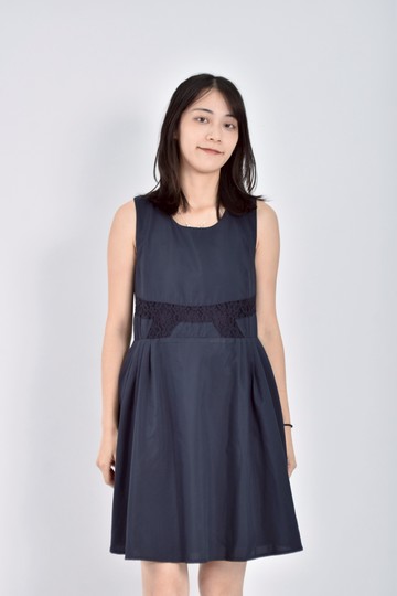 (S) salad質感無袖蕾絲藍色洋裝