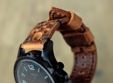 真皮錶帶男士皮革錶帶穿孔錶帶