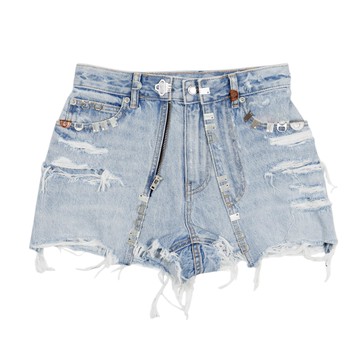 alexanderwang 金屬裝飾雙層牛仔褲裙