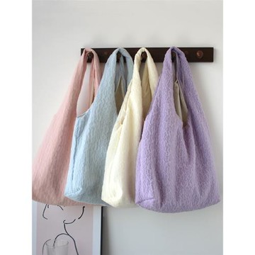 小眾網紗褶皺蕾絲泡泡清新仙女包包 夏季新款布藝購物袋子單肩包