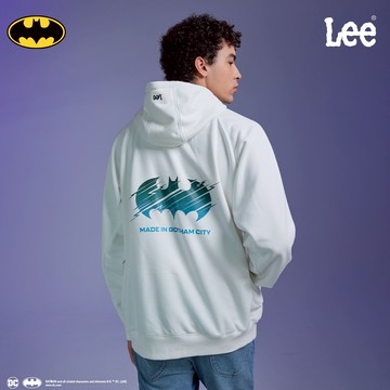 Lee 後背蝙蝠帽T 蝙蝠俠 男 白色 LB411037K14