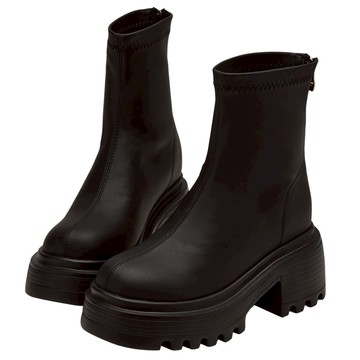 【Grace Gift】短靴 靴子【氣場長腿內增高輕量鋸齒厚底短靴】1色 35-39號 厚底短靴 演唱會戰靴