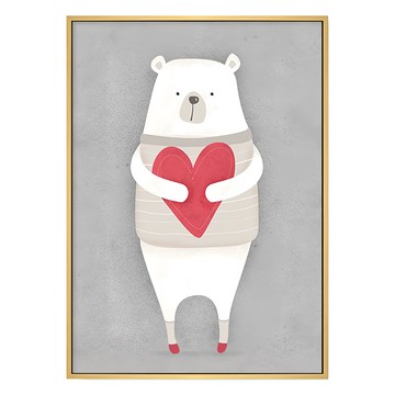 愛你哦白熊  70 x 50cm  木色