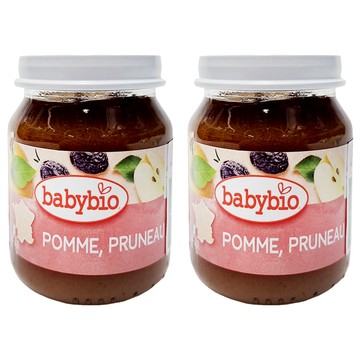 babybio 生機果泥 蘋果黑棗  130g  2罐