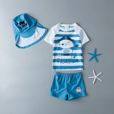 イラスト海賊キッズプール水着海シンプルかわいいかっこいい子ども夏子供リゾート旅行セパレート帽子付き水泳帽3点セット 通販 Lineポイント最大get Lineショッピング