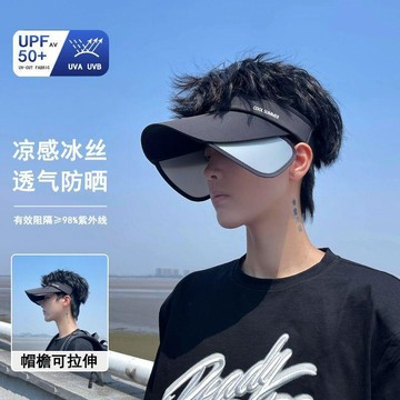 ⭐臺灣熱賣好物⭐大帽檐遮陽帽子男新款夏季抗UV可拉伸騎行登山空頂帽男百搭防曬帽