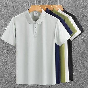 ✨台灣新品🎈短袖polo衫夏季男士休閒商務翻領透氣純色T恤百搭時尚珠地上衣