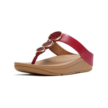 HALO 珠光金屬圈夾腳涼鞋-焦紅莓色