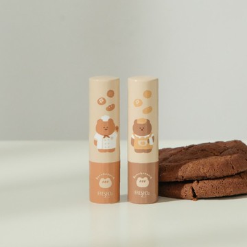 FreshO2 布朗尼聯名 感應換色潤唇棒雙入組 插畫 可愛 台灣 氣色