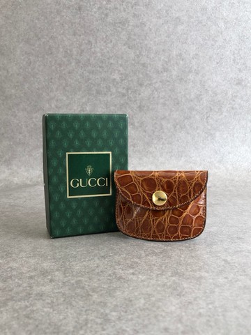 【 日本直送 名牌中古包 】GUCCI 古馳 錢包 棕色 皮革 零錢包 vintage 維提吉 老品 djs68d