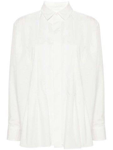 sacai - pleat-detail poplin shirt - women - Cotton/Polyester - 3 - White