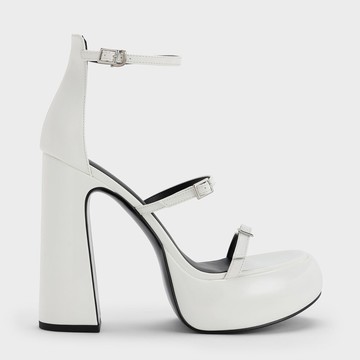 Elvina 漆皮多帶粗跟鞋