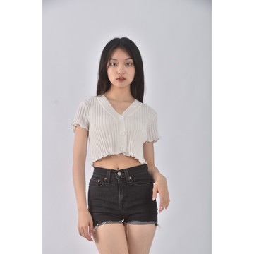 (S) high rise skinny丹寧牛仔素面黑色短褲二手衣