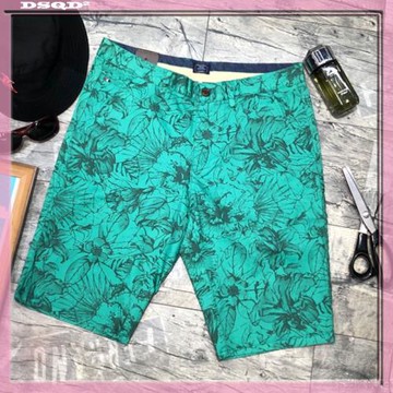 純棉彈力中褲夏季男士印花五分褲休閑沙灘褲流行直筒寬松潮流短褲