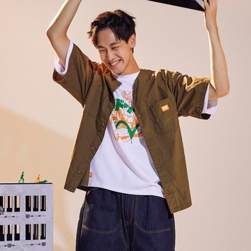 EDWIN｜男裝｜大寬版棒球式短袖襯衫