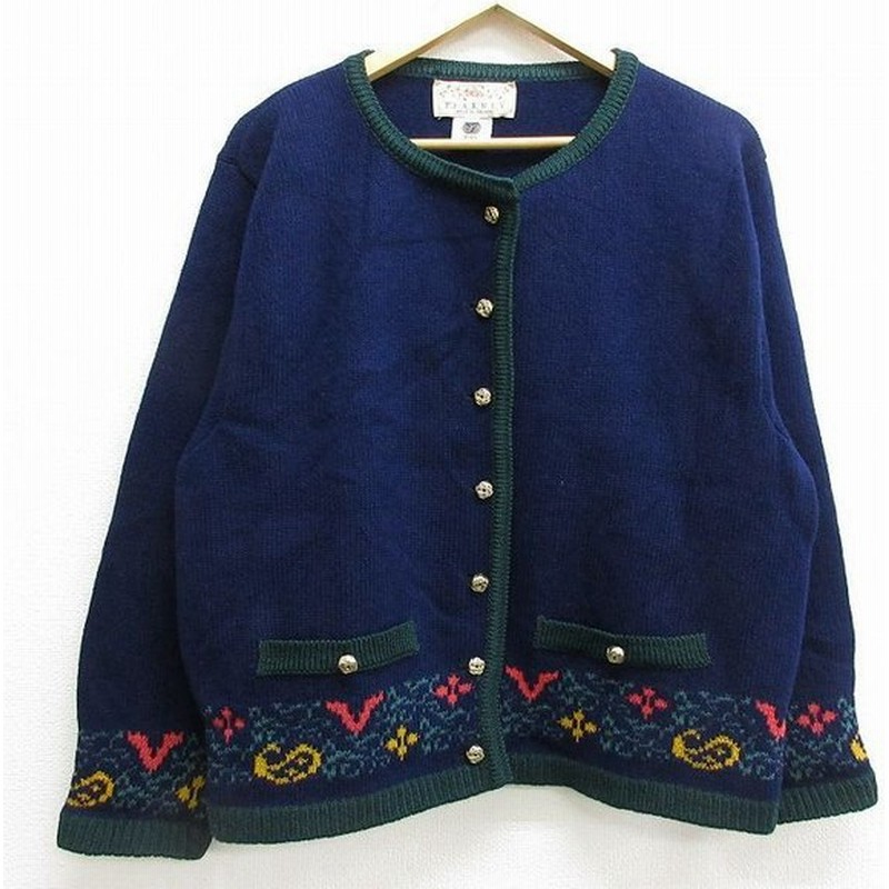 古着 長袖 ニット カーディガン レディース 90s ウール クルーネック 紺 ネイビー 21oct07 中古 トップス 通販 Lineポイント最大0 5 Get Lineショッピング
