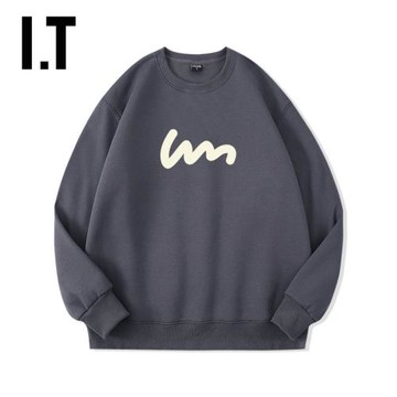 香港潮牌秋冬簡約圓領衛衣男加厚印花設計感無帽加絨寬松百搭上衣