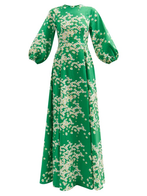 Bernadette - Maddie Floral-print Cotton-blend Maxi Dress - Womens - Green Print