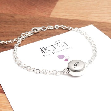 【客製化禮物】檸檬薄荷糖(大) 刻字款 圓形銀珠手鍊 925純銀客製