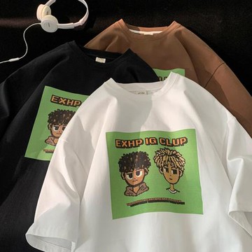 青少年t恤短袖男學生帥氣五分袖上衣夏季新款寬松圓領半袖體恤衫