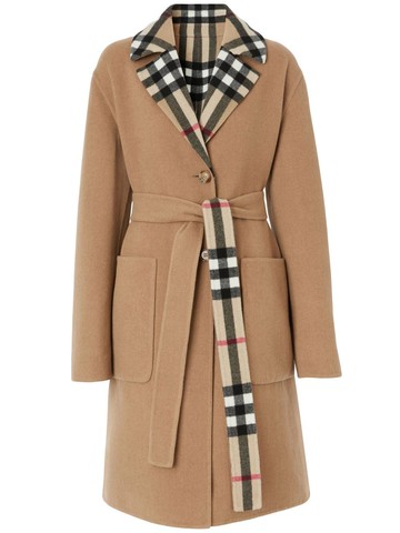 Burberry - reversible check wool coat - women - Wool - 0 - Neutrals