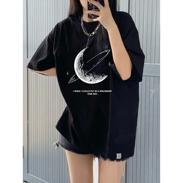 【PRPN】100%純棉 寬鬆上衣 韓系衣服女 印花 t恤 短袖t恤女 顯瘦上衣 棉質上衣 古著T恤 運動上衣 韓系穿搭