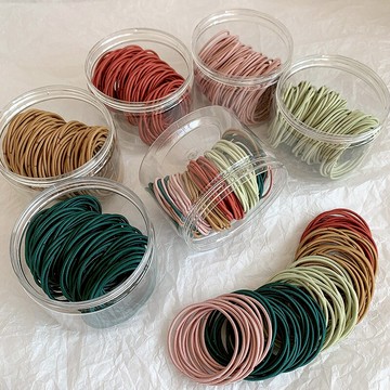 網紅簡約北歐色細發繩少女扎頭發高彈力皮筋基礎發圈頭繩100條