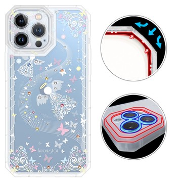 KnowStar iPhone 系列 貓瞳盾鏡頭增高全包覆彩鑽防摔手機殼-天籟